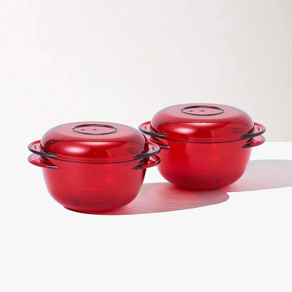 원형 타파렌지 소형 400ml(2개) 레드