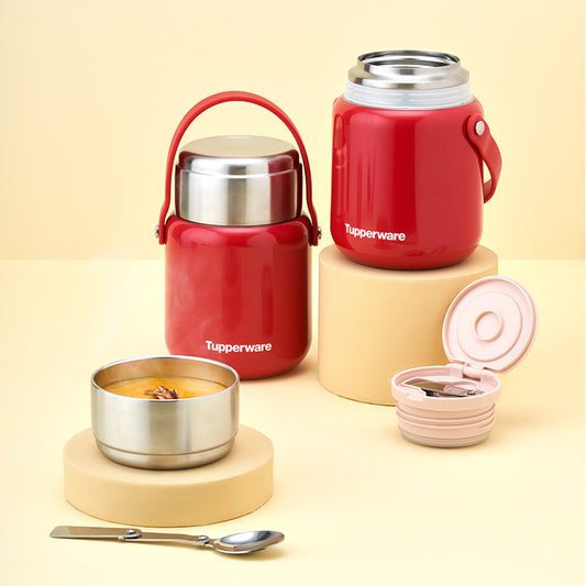 점보 보온 도시락 레드