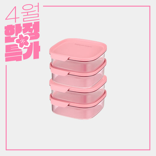 울트라 클리어 사각 825mL (4P) 연분홍