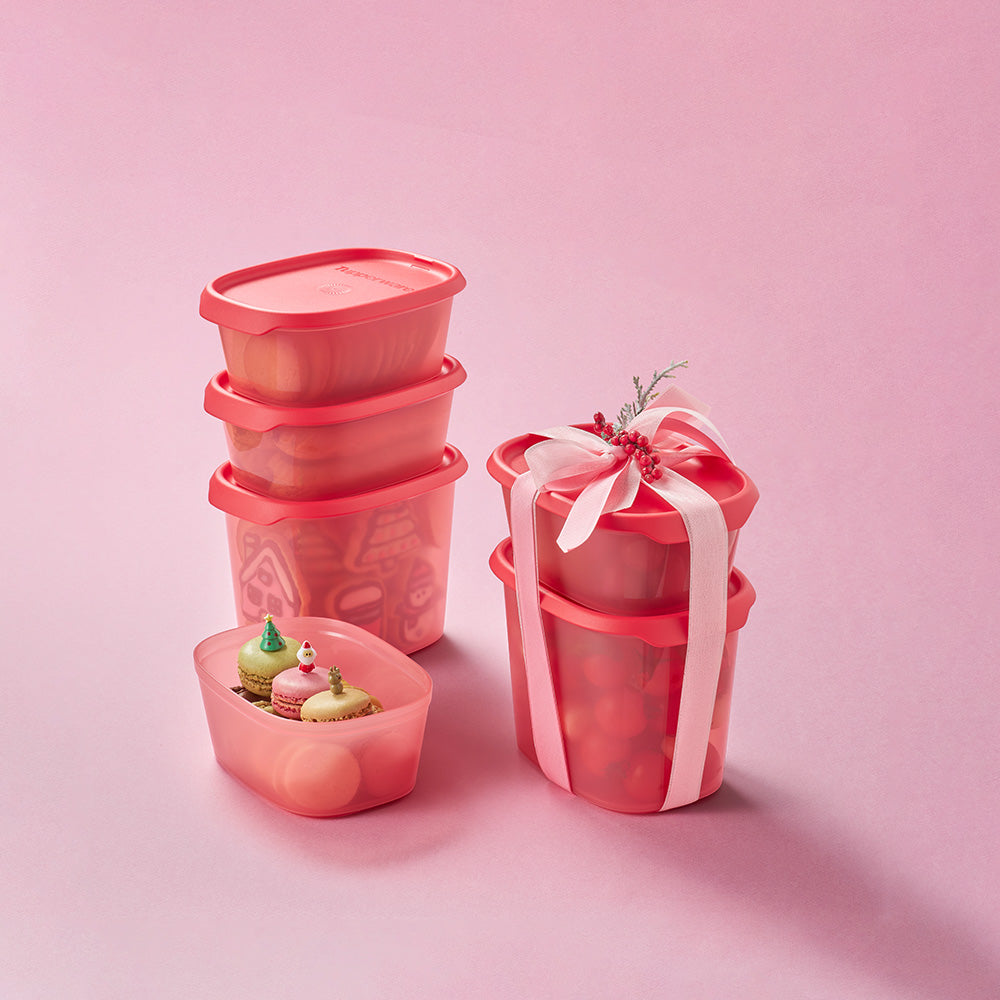 [3개 추가 증정] 원터치프레시 타원 세트 레드 6개